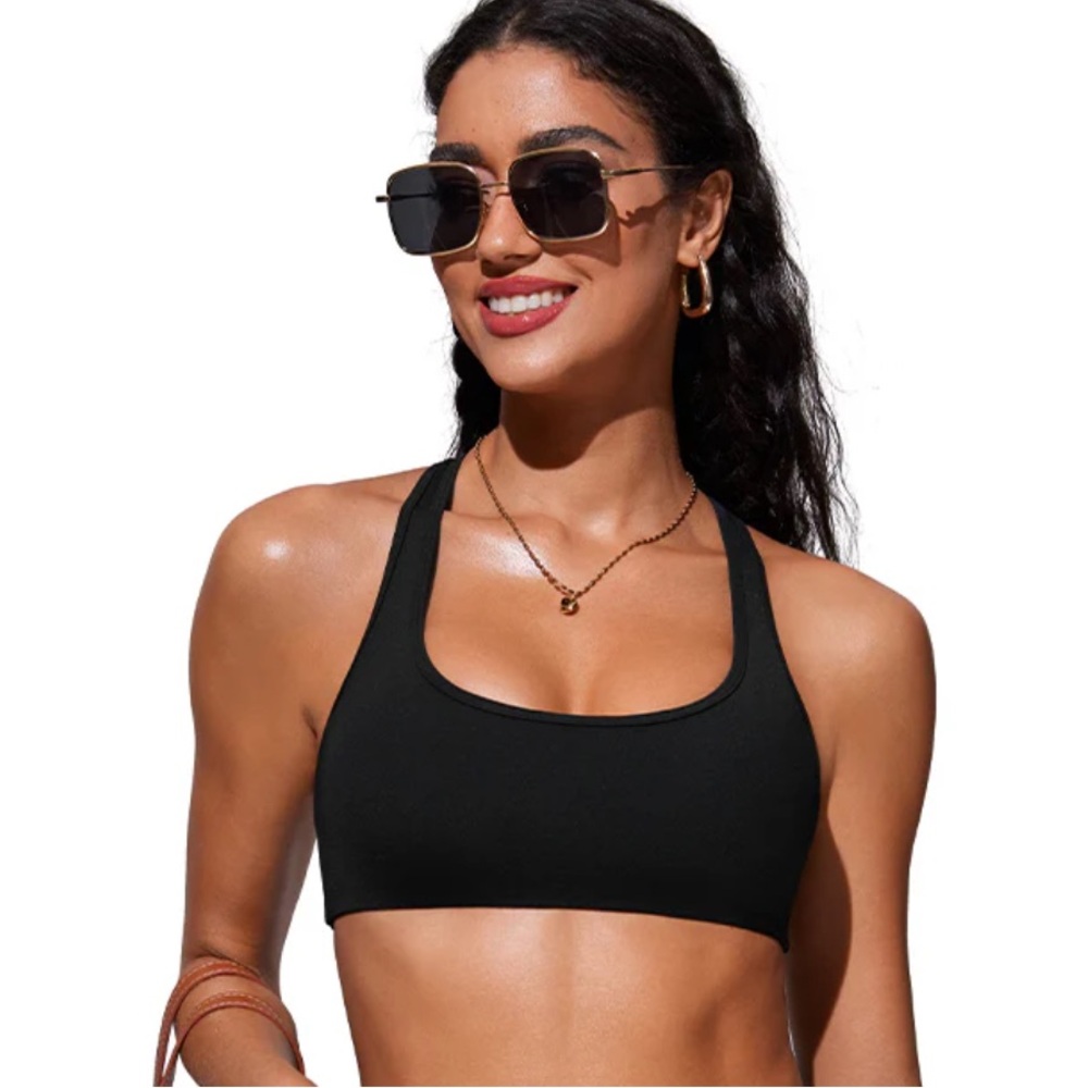 CRZ YOGA Sleek Black Bikini Top